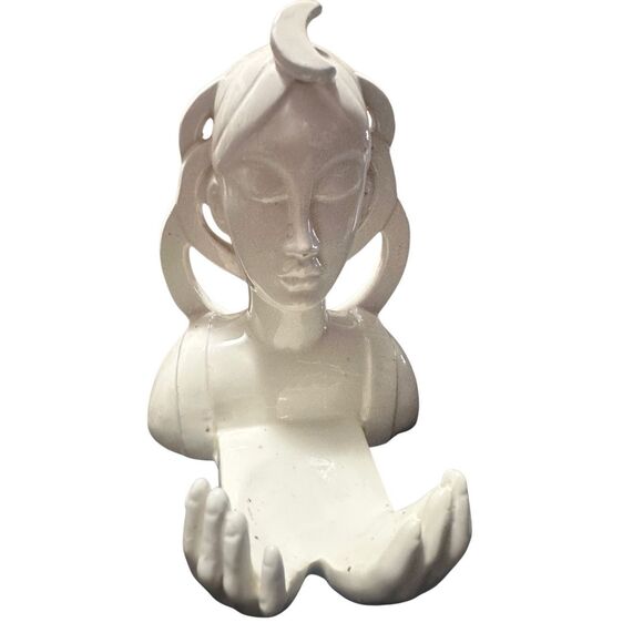 Fitz & Floyd Vintage Art Deco Woman Moon Candle holder Hands Spiritual Ceramic G - Picture 5 of 11